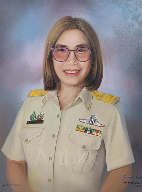 รับวาดภาพสีน้ำมันคนเหมือนเป็นของขวัญวันเกษียณ