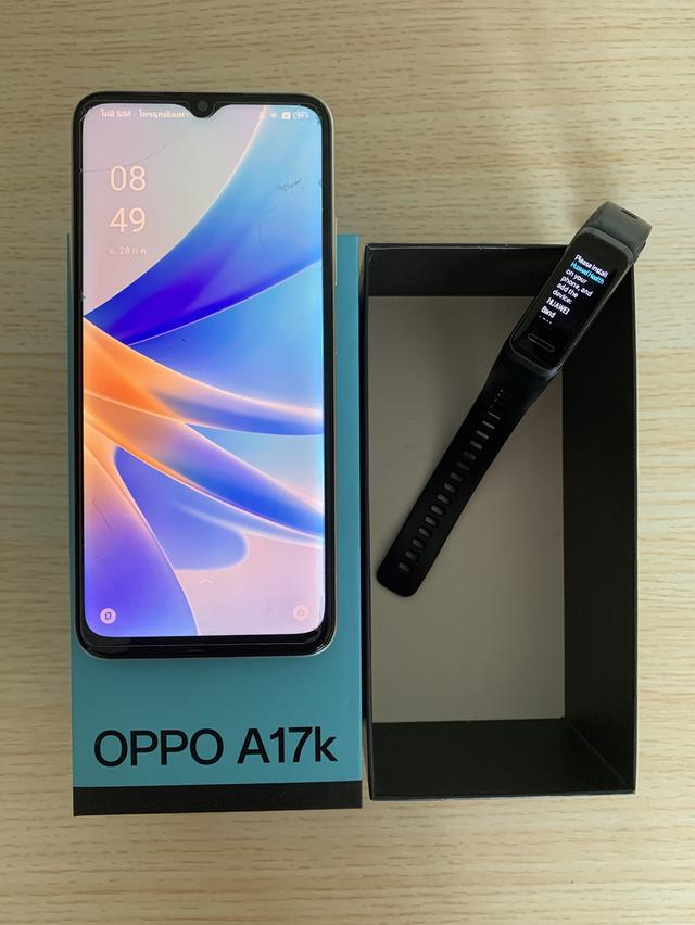 📱 OPPO A17k 64GB + HUAWEI Band 4 สภาพดี แถมเมม 32GB ราคา 1,790 บาท