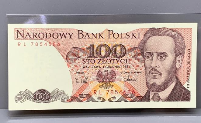 ธนบัตรรุ่นเก่าของประเทศโปแลนด์ ชนิด100Polski ปี1988 UNC