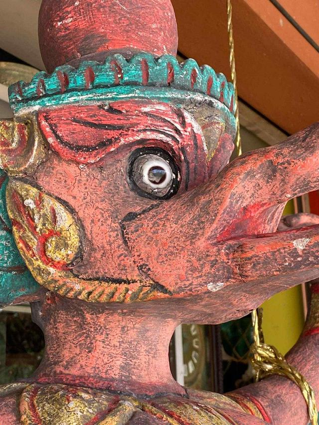 พญาครุฑไม้สักโบราณ ครุฑไม้แกะสลัก ขนาด145ซม อายุราว80ปี