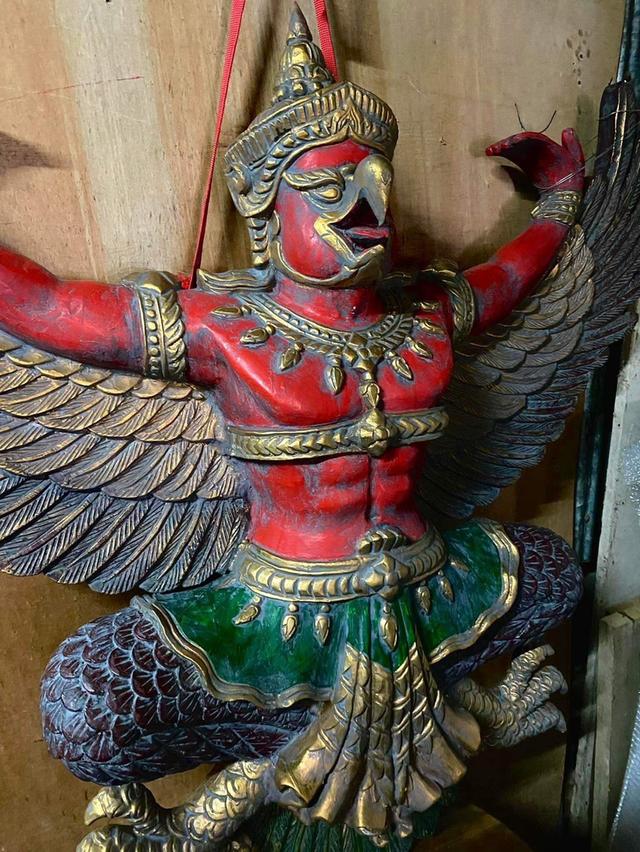 พญาครุฑไม้สัก องค์ใหญ่ ขนาด145ซม ครุฑไม้แกะ