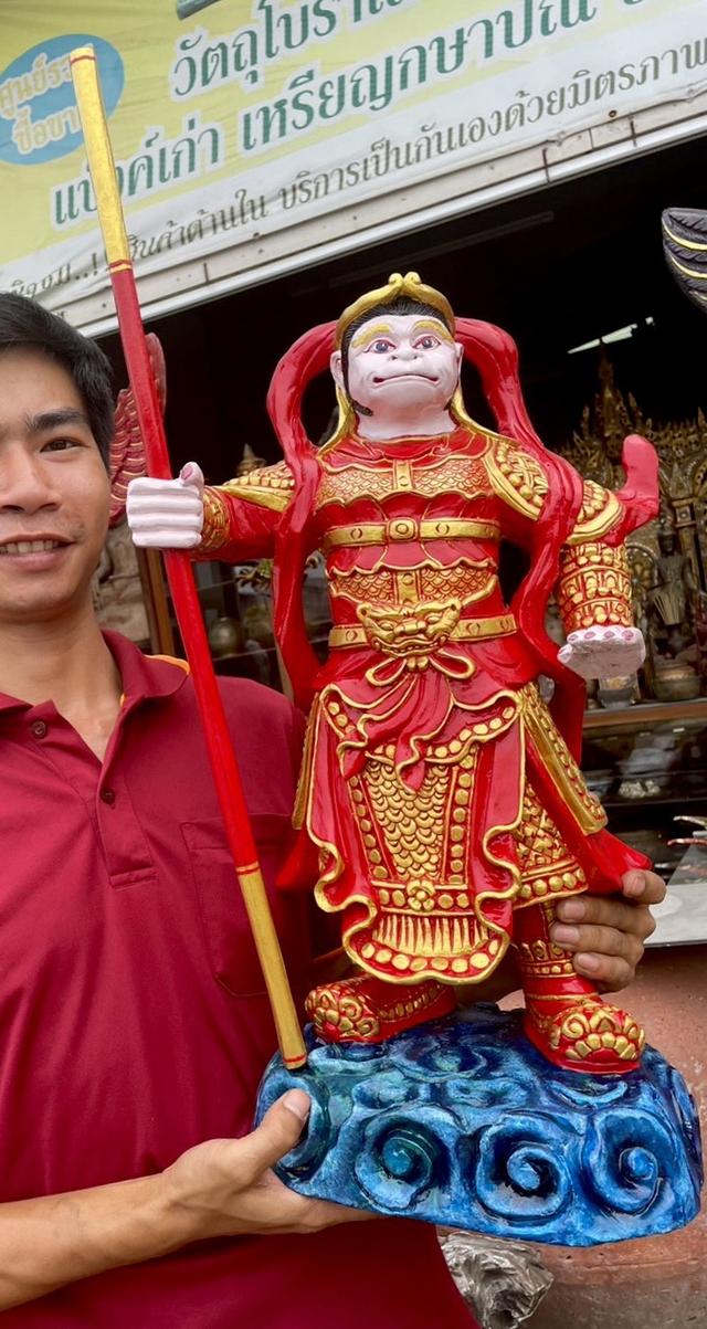 เห้งเจียไม้ เห้งเจียถือกระบอง แกะสลัก เห้งเจียหน้าดุ 11