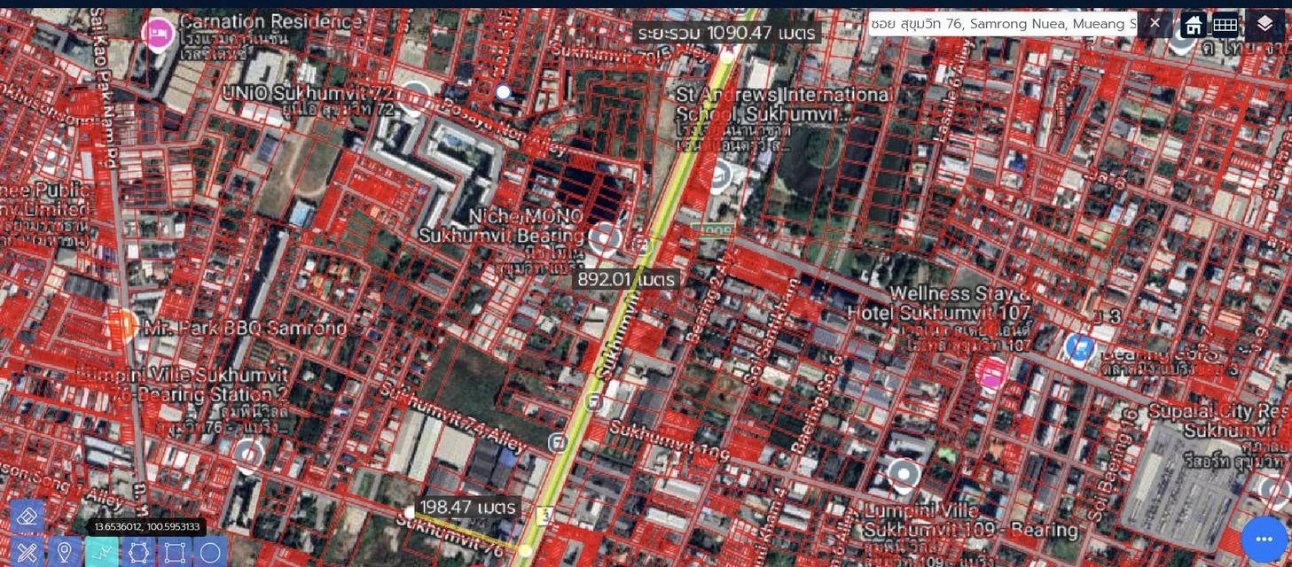 ขายที่ดิน สุขุมวิท 76 ขนาด 3 ไร่ 3 งาน 63.2 ตรว ใกล้ถนนสุขุมวิท 290 ม.