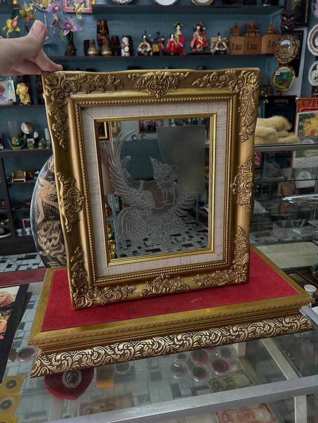 กระจกพญาครุฑ พร้อมกรอบไม้ (เหมาะกับการติดหน้าบ้าน หน้าร้าน) 6