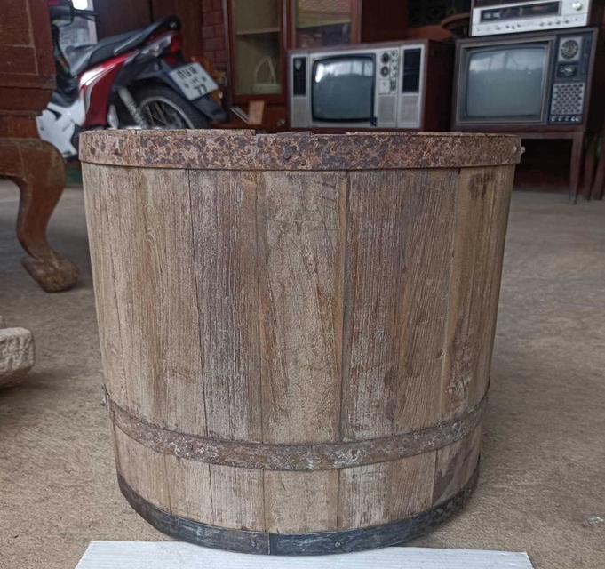 ถังไม้ตวงข้าวสาร ขนาด20ลิตร หูจับด้านใน ถังตวงข้าวโบราณ 3