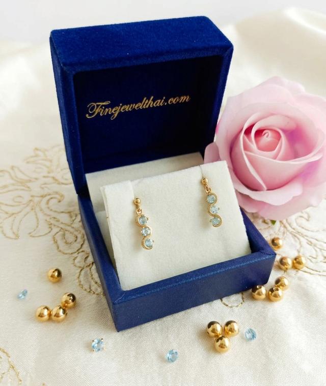 Finejewelthai ต่างหูอะความารีน พลอยแท้ เสริมมงคลประจำเดือนเกิด