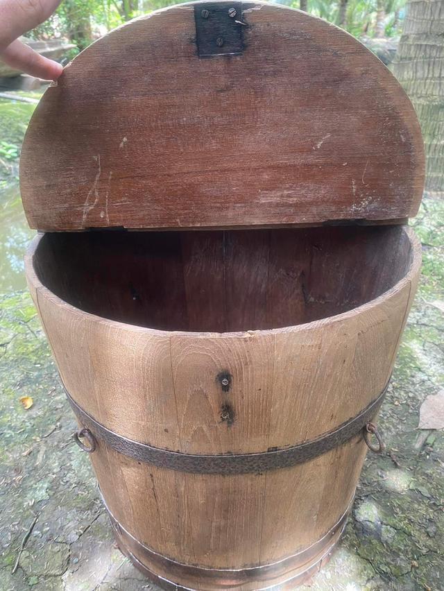 ถังไม้โบราณ มีฝาปิด แบบสพาย ถังไม้ใส่ของแบบโบราณ