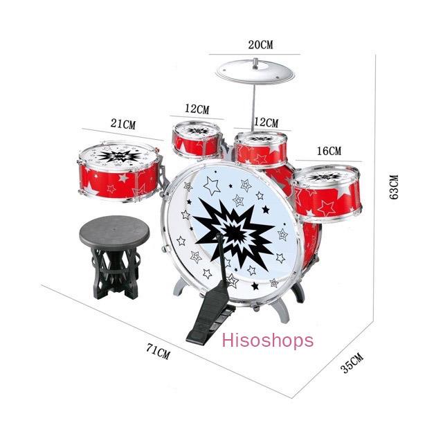 JAZZ DRUM ชุดกลอง 5 ใบ พร้อมเก้าอี้ ขนาดใหญ่ สีสันสวยงามสดใส