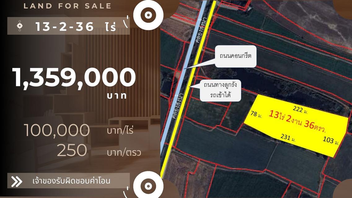 ที่ดินบึงนั้ำขายถูก 13-2-36 ไร่ เพียง 1,359,000 บาท คลองสะแก นครหลวง อยุธยา  2