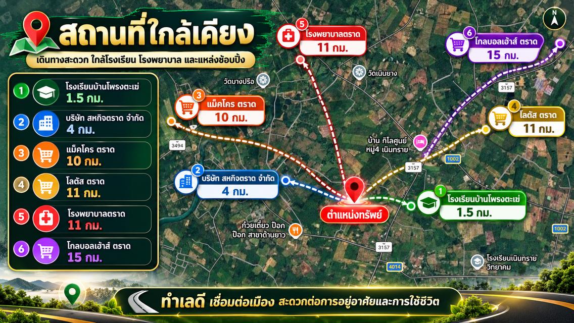ขายที่ดินพร้อมบ้าน 10-1-40 ไร่ ติดถนนสาธารณะ 3 ด้าน เนินทราย เมืองตราด เหมาะทำธุรกิจเกษตร 16