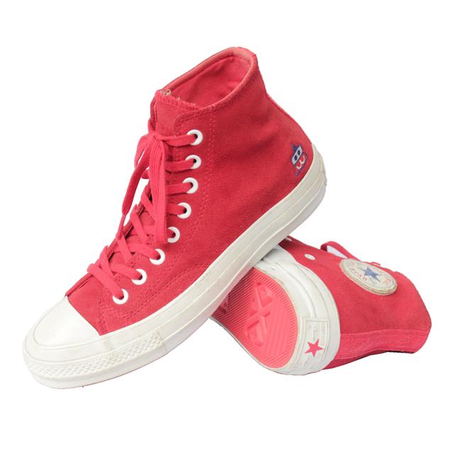 CONVERSE ผ้าใบหุ้มข้อมือสอง สีแดงสักหลาด พื้นสองสี สภาพเหมือนใหม่ จัดส่งฟรี!!! เก็บปลายทาง 8
