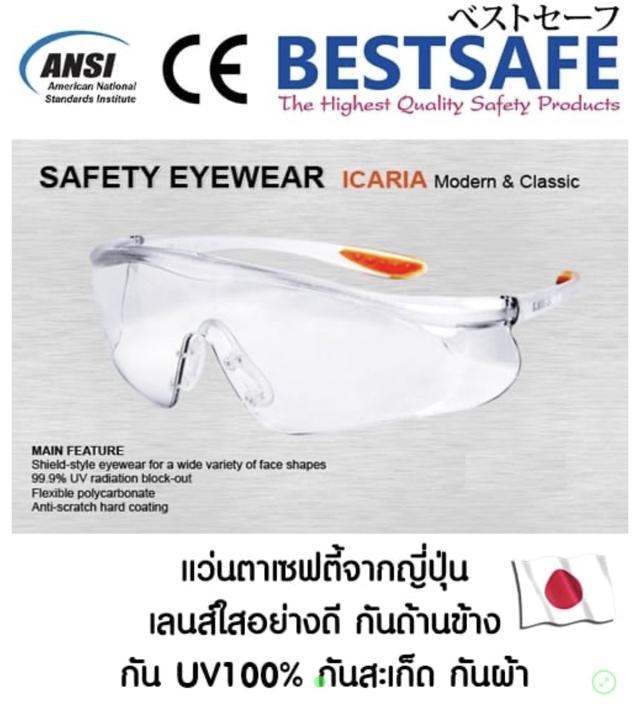 SALE แว่นตาเซฟตี้นิรภัยจากญี่ปุ่น กันฝ้า กัน UV กันสะเก็ดต่างๆ ปลอดภัย 100% ทรง Sport ปิดด้านข้าง 1