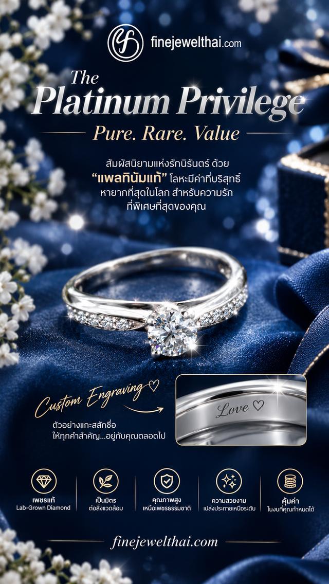 FineJewelThai รับออกแบบ สั่งทำแหวนคู่แพลทินัม950 แหวนแต่งงาน R1282