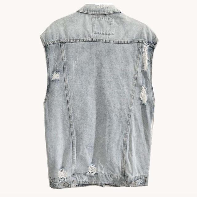 กั๊กยีนส์ทรงยาว งานหายาก แต่งขาดเท่ ๆ ช ญ ใส่ได้ มีกระเป๋าอก+ข้าง ผ้านุ่มใส่สบาย พร้อมส่ง ไม่ต้องรอ 2