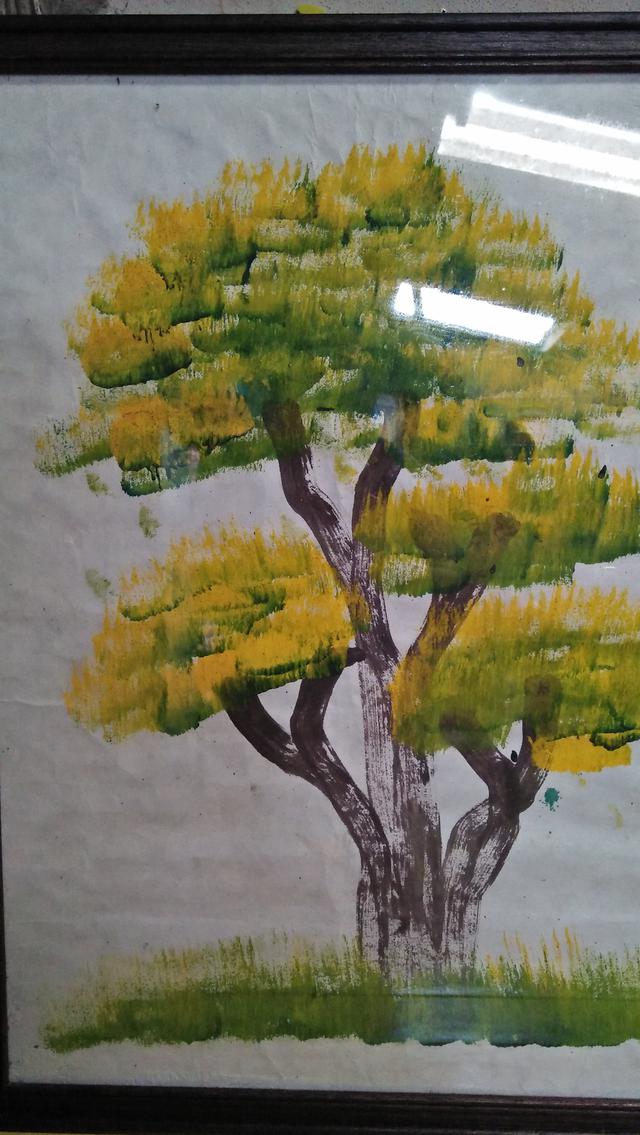 กรอบรูปผลงานศิลปะจากช้างไทยวาดรูป ต้นไม้ของพ่อ 4