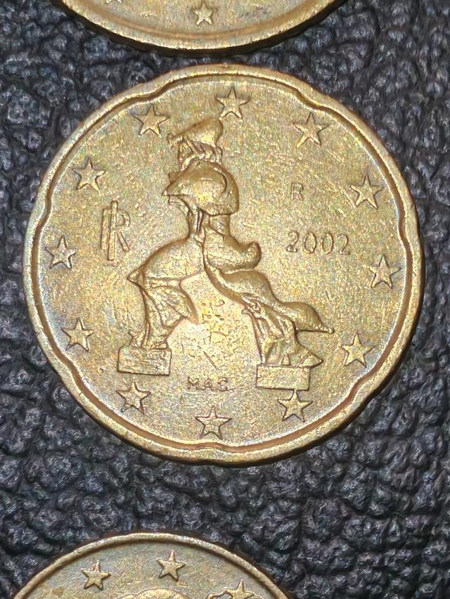 เหรียญ​ Euro อิตาลี ปี2002, 1 ยูโร, 50,20,10เซนต์​ปีเดียวทั้งหมด รูปที่ 5