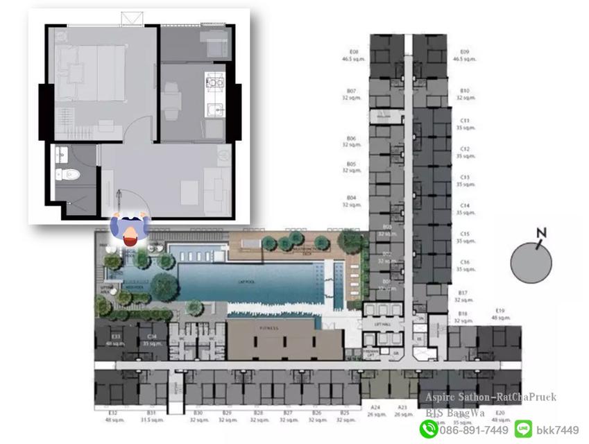 แอสปาย สาทร-ราชพฤกษ์ สถานีรถไฟฟ้าบางหว้า ทิศเหนือ วิวสระน้ำ พร้อมอยู่ 5