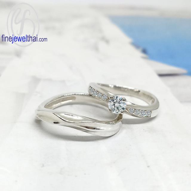 Finejewelthai-แหวนคู่รัก-แหวนเพชรพรีเมี่ยมCZ-แหวนคู่สำหรับคนรุ่นใหม่ ดีไซน์สวยหรู ลดสูงสุด50% - R1281_82cz 3