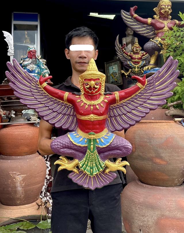 พญาครุฑ ครุฑแขวนผนัง ขนาด70ซม พญาครุฑหน้าเทพบุตร 2