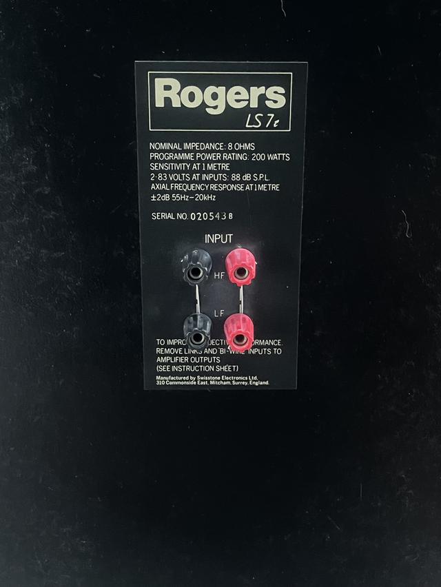 ลำโพง ลำโพง ROGERS LS7T MADE IN ENGLAND 2ทางตั้งโต๊ะกึ่งตั้งพื้นรุ่นใหญ่สุดชนิดตู้เปิดท่อลมด? รูปที่ 10