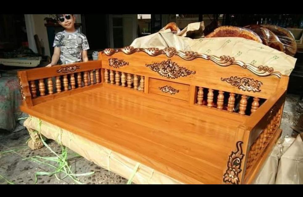 โซฟาไม้สัททอง แกะสลักลาย หลุย 100cmx200cm รูปที่ 3
