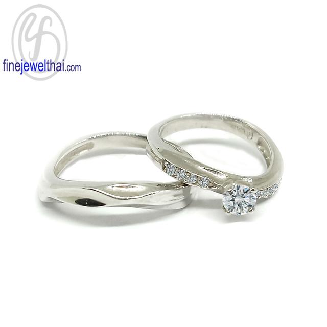 Finejewelthai-แหวนคู่รัก-แหวนเพชรพรีเมี่ยมCZ-แหวนคู่สำหรับคนรุ่นใหม่ ดีไซน์สวยหรู ลดสูงสุด50% - R1281_82cz 2