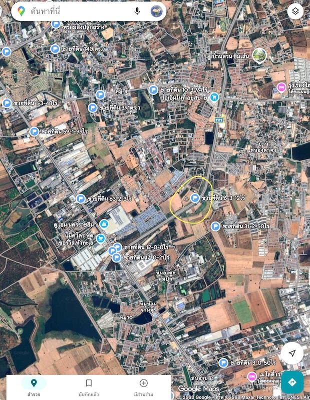 ขายที่ดินติดถนนบายพาส เลี่ยงเมือง เนื้อที่ 6-3-12ไร่ ตรงข้ามหมู่บ้านศุภาลัย ใกล้แม็คโคร ใกล้ดูโฮม 8