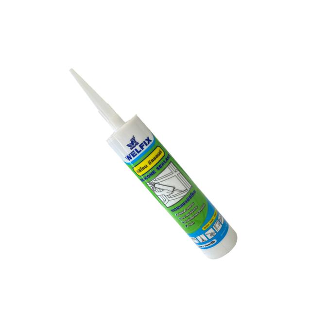 ึกาวยาแนว กาวยาแนวซิลิโคน ซีลแลนท์ WELFIX 300 มล. สีขาว สำหรับอุดรอยรั่ว กันซึม ยาแนวอุดรอยรั่ว ยาแนวกันน้ำรั่ว 6