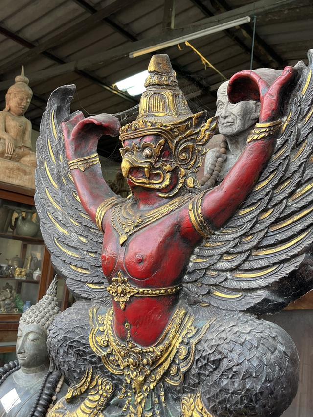 พญาครุฑเก่า ครุฑหน้าดุ ขนาด80ซม ครุฑหน้าศาล 6
