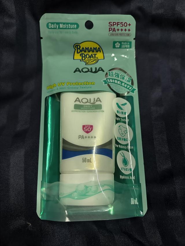 ผลิตภัณฑ์ในภาพคือโลชั่นกันแดด Banana Boat รุ่น Aqua Daily Moisture UV Protection Sunscreen Lotion SPF50+ PA++++ ขนาด 50 มล.
