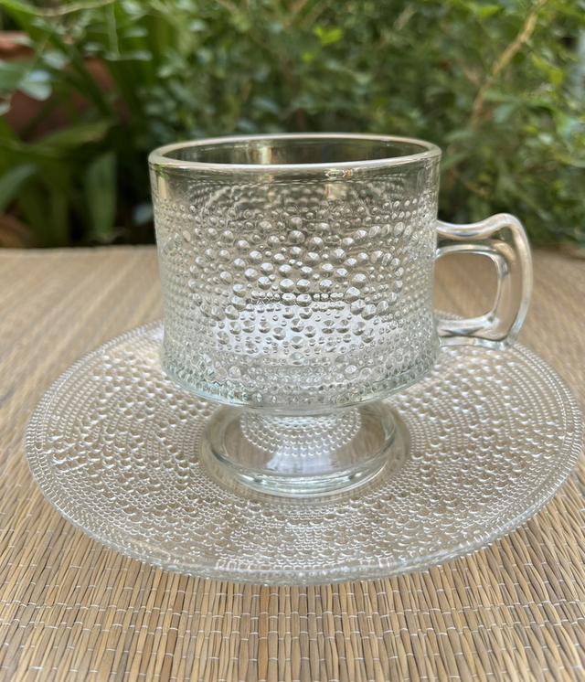 ชุดแก้วกาแฟทรงสูง สไตล์ญี่ปุ่นโบราณ พร้อมจานรอง