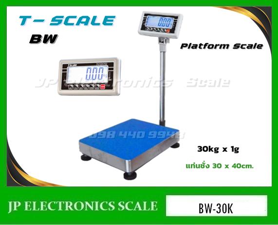 เครื่องชั่งตั้งพื้น30kg ยี่ห้อ T-SCALE รุ่น BW ขนาดแท่นชั่ง 30x40cm.