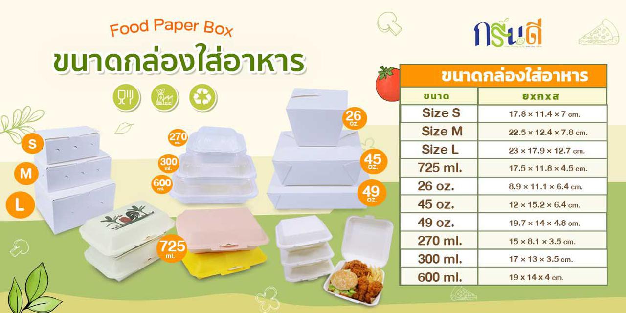 ขนาดกล่องกระดาษใส่อาหาร มีกี่ขนาด แบ่งเป็นประเภทใดบ้าง ? 1