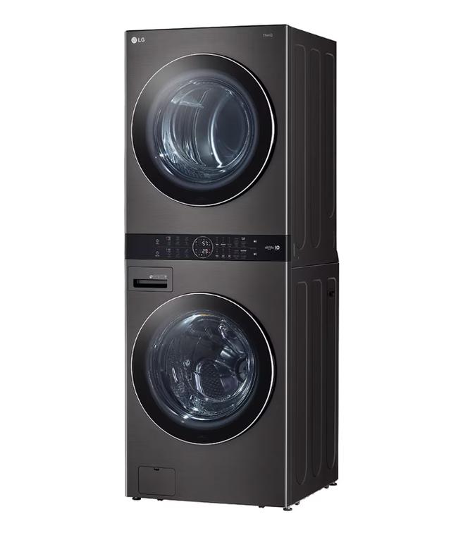 LG เครื่องซักผ้าฝาหน้าและเครื่องอบผ้า WashTower 21/16kg AI DD สีดำ รุ่น WT2116SHBB ระบบ Smart Inverter