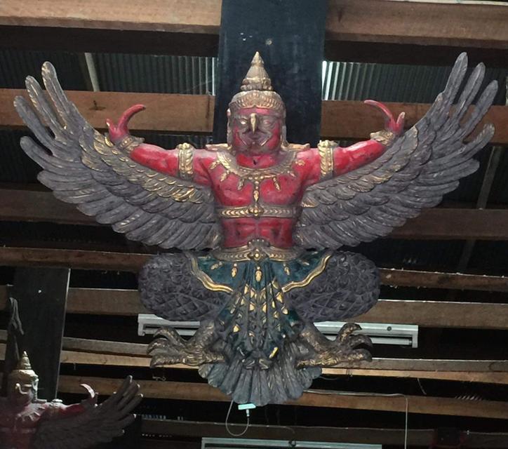 ครุฑไม้สัก ขนาด1เมตร องค์ใหญ่ ครุฑไม้แกะสลัก