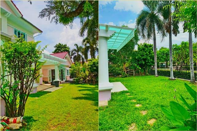 ให้เช่า แอร์9ตัว 125 ตร.วาเฟอร์นิเจอร์บิ้วอินครบ หัวมุม คฤหาสน์ใหญ่ 2หลัง 5นอน 405 ตร.ม. วัชรพล ทางด่วนเอกมัย-รามอินทรา 5