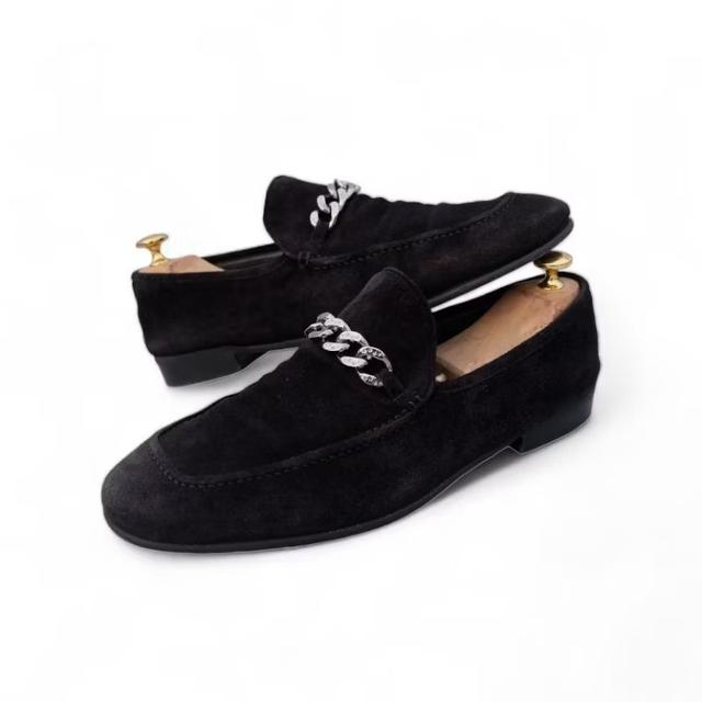 รองเท้า Jimmy choo Loafers Size 43 หนังกลับ สีดำ สภาพดี สวยมาก ของแท้ 100%