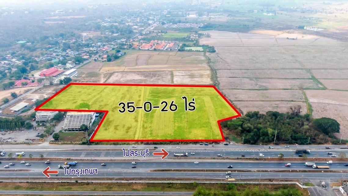ขายที่ดินเปล่า 35-0-62 ไร่ ติดถนนสายหลักพหลโยธิน (ขาออก) ต.หนองยาว อ.เมืองสระบุรี  จ.สระบุรี ราคา 245,455,000 บาท 1