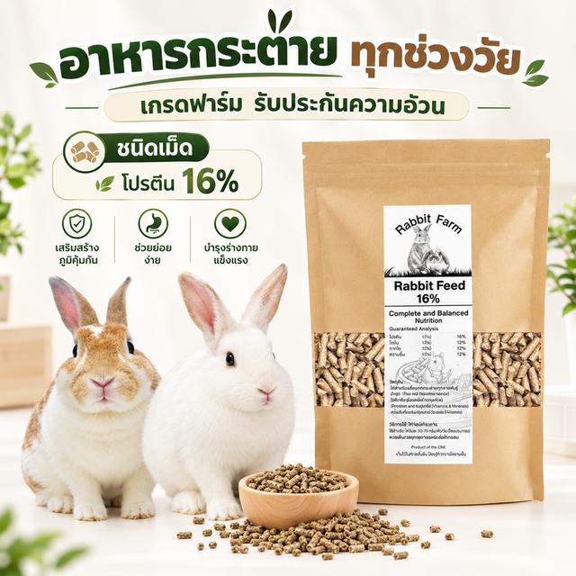 อาหารกระต่ายเกรดฟาร์ม Rabbit Feed 16% CNX กินได้ทุกช่วงวัย