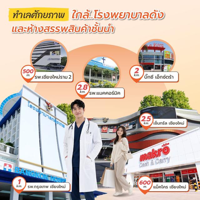 วันพลัส เจริญเมือง เริ่มเพียง 1.7 ล้าน*  เพียง 1 นาที จาก รพ.เชียงใหม่ราม 2 ใกล้ แม็คโคร และ รพ.กรุงเทพเชียงใหม่ 9
