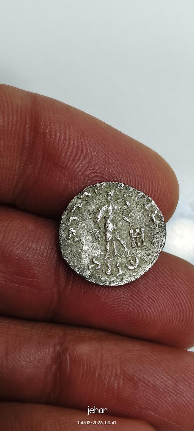 ancient Indo Greek silver dracham - Menander 1st รูปย่อยที่ 2