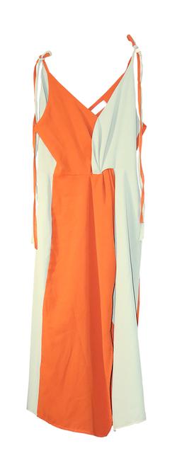 เดรสสลิปมิดี้สีทูโทน เดรส Color-Block Slip Midi @SP042