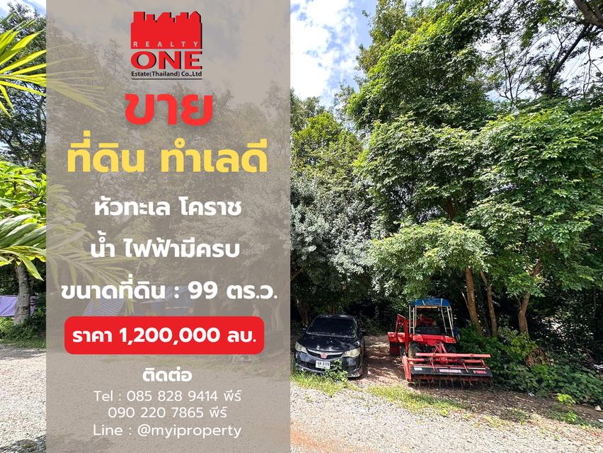 ที่ดินแบ่งขายราคาถูกมาก ทำเลดีในโคราช หัวทะเล ขนาด99 ตร.ว. เพียง 1.2 ล้านบาท (ต่อรองได้) ฟรีโอน 1