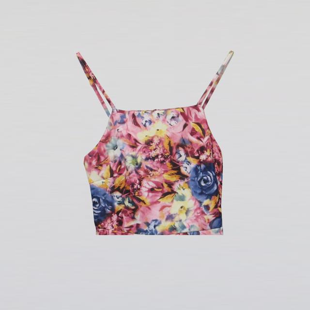จัมป์สูทขาสั้นสายเดี่ยวลายดอกกุหลาบ (Floral Sweetheart Neckline)@SP024 6