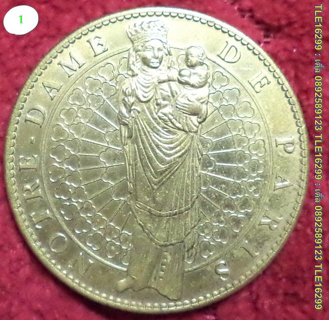 ENX00001 เหรียญพระแม่มารีอุ้มพระกุมารเยซู ที่ระลึก850ปี โบสถ์ NOTRE-DAME DE PARIS 2015