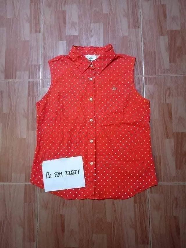 LACOSTE (MADE IN JAPAN) เสื้อแบรนด์แท้ สีส้มสดใส ปักโลโก้อก ผ้าคอตต้อนผสม ยืดหยุ่น ใส่สบาย สภาพดีมาก