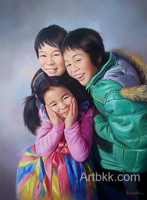 ภาพวาดครอบครัวสีน้ำมันไว้ตกแต่งบ้าน 7
