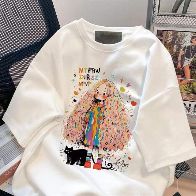 เสื้อยืดสีขาว ลายน่ารักพร้อมส่ง 3