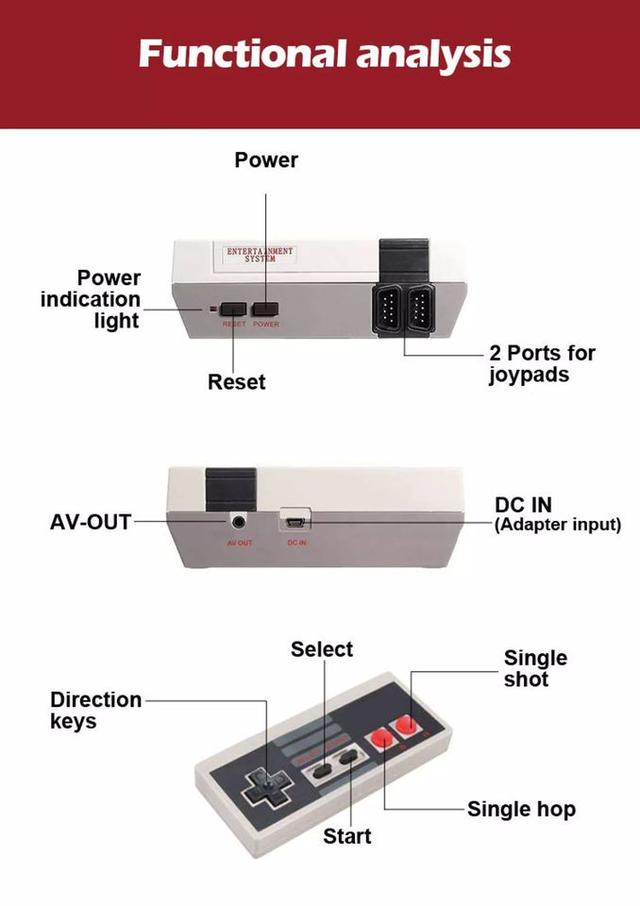 เครื่องเล่นเกมส์ ( รวมเกมส์ในเครื่อง 620 เกมส์ ) มีจอยสองอัน SUPER MINI เกมส์ตลับ Famicom MINI Family FC COMPACT รูปที่ 3
