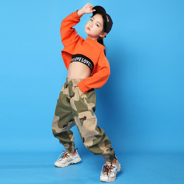 ชุดเต้นเด็ก HipHop เสื้อกับกางเกงลายทหาร 4